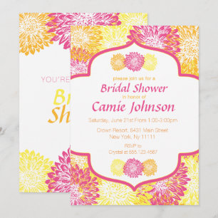 Floral moderne, Mums Invitations de douche nuptial