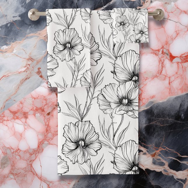 Floral moderne noir et blanc Élégant (Créateur téléchargé)