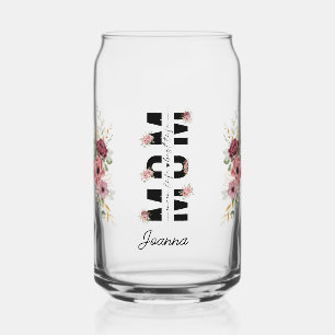 Floral Mom- Pink and Cream Personalized Libby Can Glass