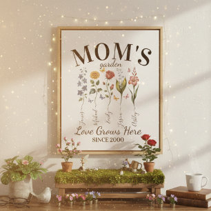 Floral Mom’s Garden Watercolor Pink Flowers Photo Print