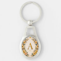 Floral Monogram A Personalized Keychain
