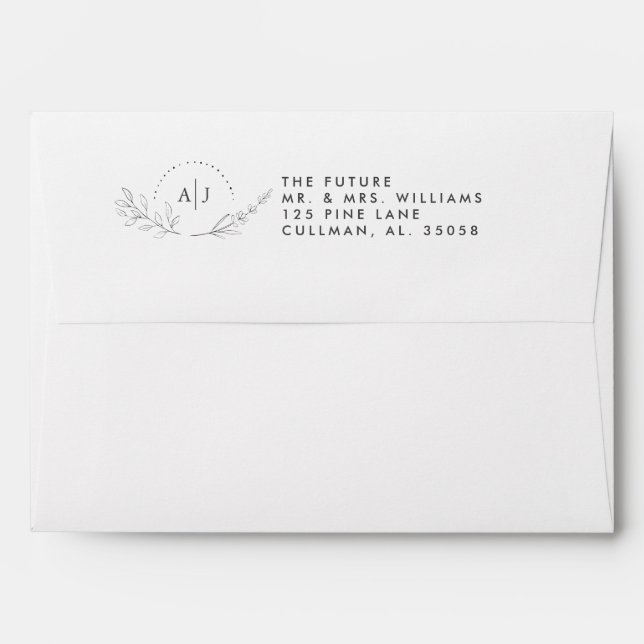 Floral Monogram Address Label Envelope (Back (Top Flap))