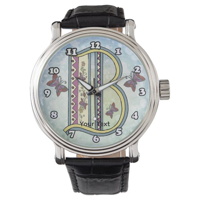 floral Monogram B  Watch (Front)
