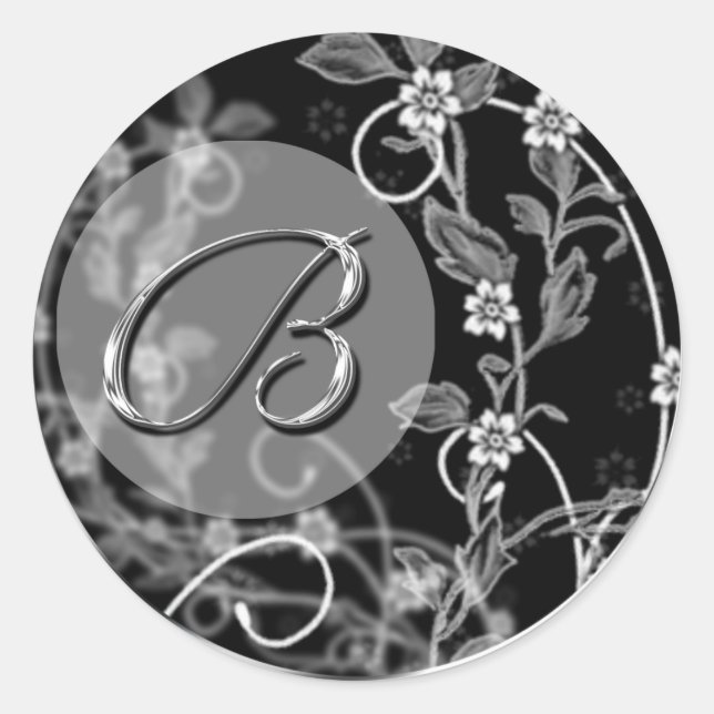 Floral Monogram B Wedding Envelope Seal Sticker (Front)
