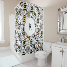 Floral Monogram Bumble Bee