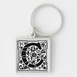Floral Monogram 'C' - Keychain