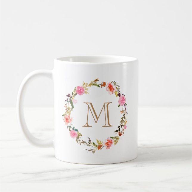 Floral Monogram Coffe Mug (Left)