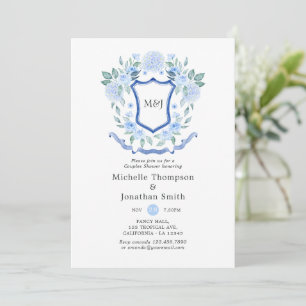 Floral Monogram Crest Couples Shower Invitation