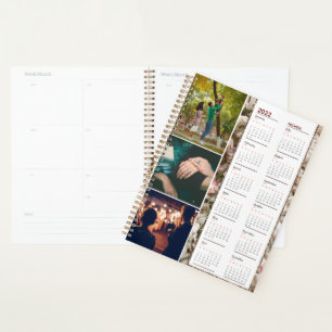 Floral Monogram custom 3 photos calendar journal Planner