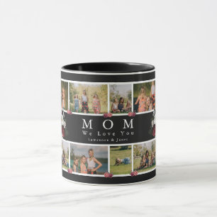Floral Monogram Custom Photo Collage Mother Family Mug