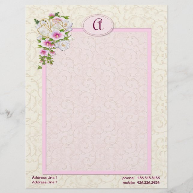 Floral Monogram - Customize Letterhead (Front)