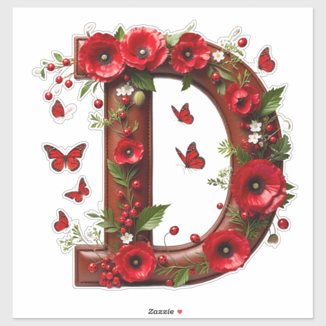 🌺 Floral Monogram D Personalized Name Gifts 🐞 (Sheet)