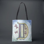 floral Monogram D  Tote Bag<br><div class="desc">Floral Monogram D Tote Bag, t-shirts, monogrammed gifts, floral initial apparel by ArtMuvz Illustration. Matching watercolor flower monogram shirts, hand-drawn floral monogram apparel. The flowing floral accents create a soft, sophisticated look that makes it perfect for a wide range of uses. Ideal for home decor or monogram gifts, this floral...</div>