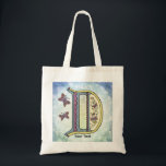 floral Monogram D  Tote Bag<br><div class="desc">Floral Monogram D Tote Bag, t-shirts, monogrammed gifts, floral initial apparel by ArtMuvz Illustration. Matching watercolor flower monogram shirts, hand-drawn floral monogram apparel. The flowing floral accents create a soft, sophisticated look that makes it perfect for a wide range of uses. Ideal for home decor or monogram gifts, this floral...</div>