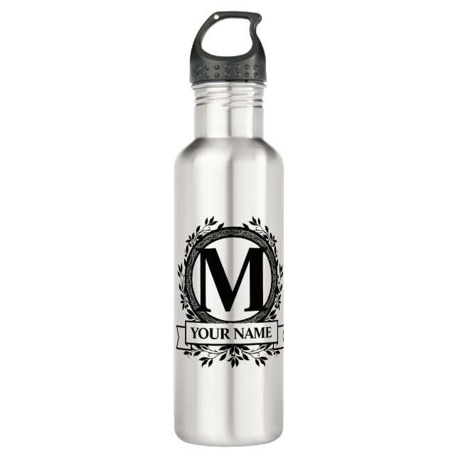 Floral Monogram Design 710 Ml Water Bottle (Front)