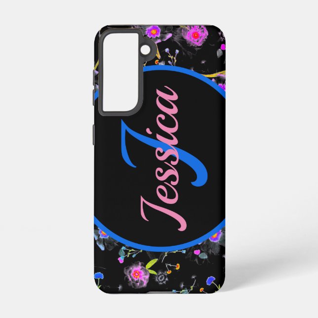 Floral Monogram Elegant  Samsung Galaxy S21 Case (Back)