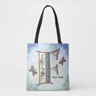 floral Monogram F Tote Bag
