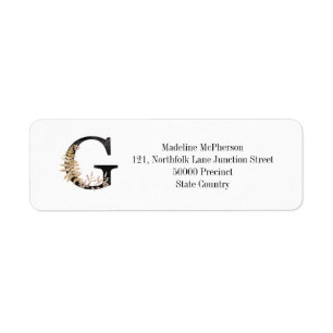 Floral Monogram G Black Gold Flora