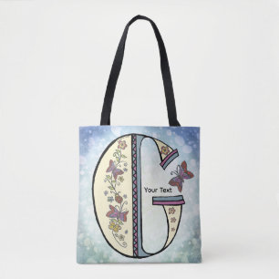 floral Monogram G Tote Bag