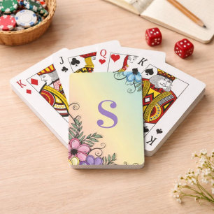 Floral Monogram Game Night Playing Cards