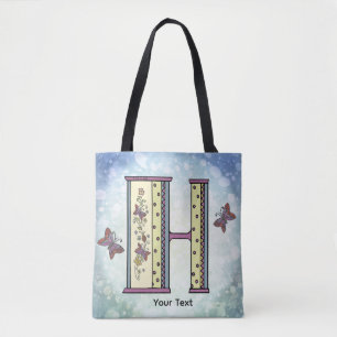 floral Monogram H  Tote Bag