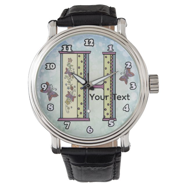 floral Monogram H  Watch (Front)
