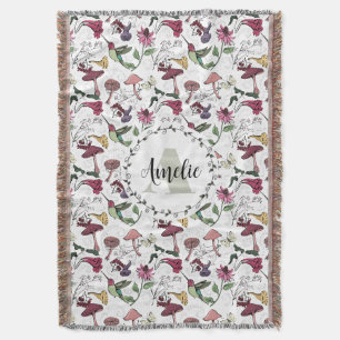 Floral Monogram Hummingbird Garden & Flowers  Throw Blanket