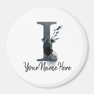 Floral Monogram I Dark Herb Foliage Magnet