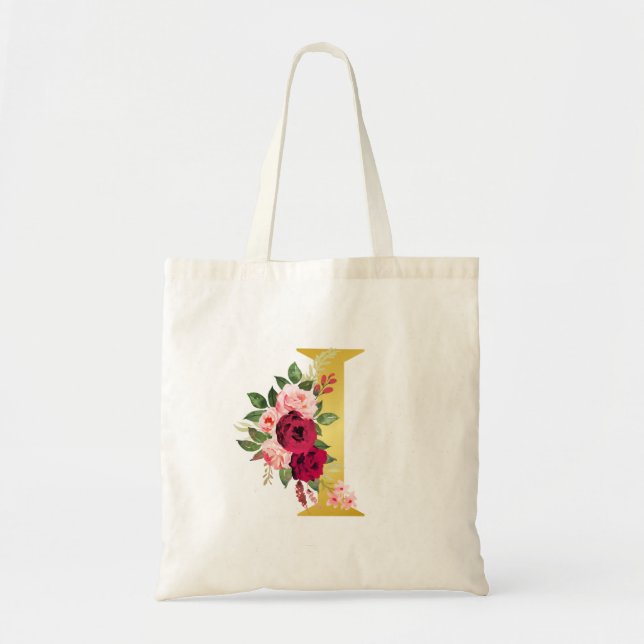 Floral Monogram I Tote Bag (Front)