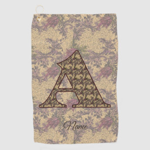 Floral Monogram Initial A Elegant Personalized Golf Towel