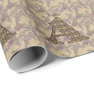 Floral Monogram Initial A Elegant Personalized Wrapping Paper