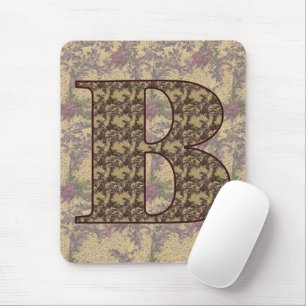 Floral Monogram Initial B Elegant Mouse Pad