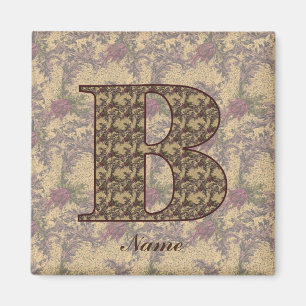 Floral Monogram Initial B Elegant Personalized  Magnet