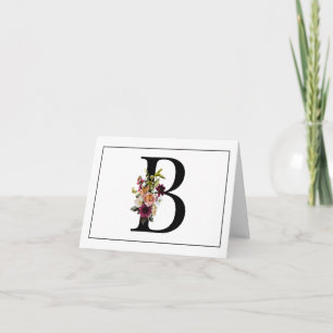 FLORAL MONOGRAM  INITIAL B NOTE CARD