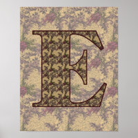 Floral Monogram Initial E Elegant