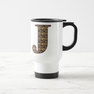Floral Monogram Initial J Elegant Travel Mug
