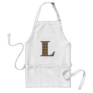 Floral Monogram Initial L Elegant Standard Apron