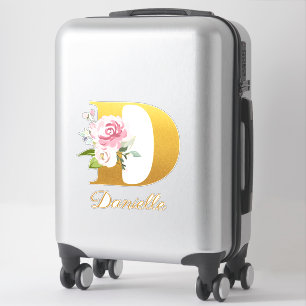 Floral Monogram Initial Letter D Custom Name