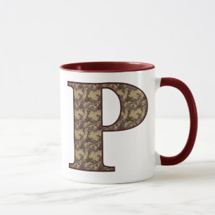 Floral Monogram Initial P Elegant Mug