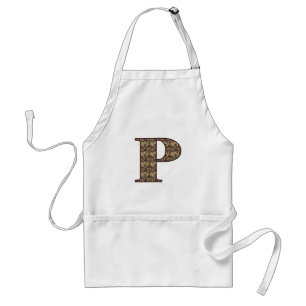 Floral Monogram Initial P Elegant Standard Apron
