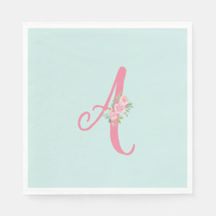 Floral Monogram Initial Personalized Napkin
