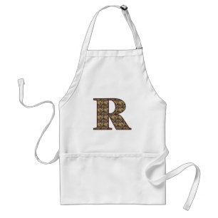 Floral Monogram Initial R Elegant Standard Apron