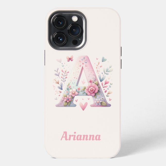 Floral Monogram iPhone 13 Pro Max Case  (Back)