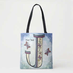 floral Monogram J Tote Bag