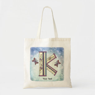 floral Monogram K  Tote Bag