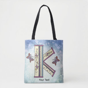 floral Monogram K Tote Bag