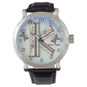 floral Monogram K  Watch