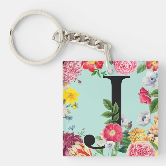 Floral Monogram Keychain (Front)