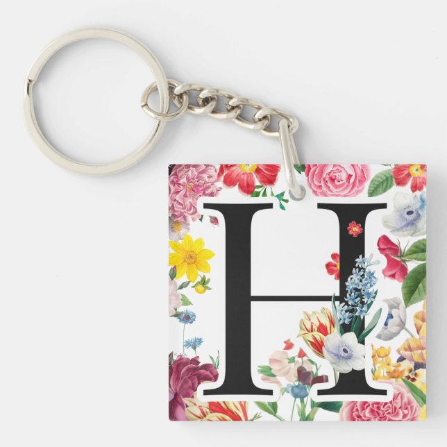 Floral Monogram Keychain (Front)