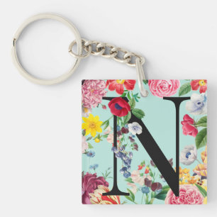 Floral Monogram Keychain